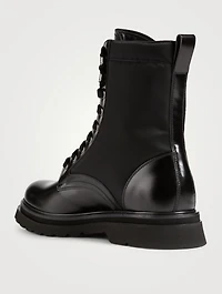 Leather And Nylon Combat Boots