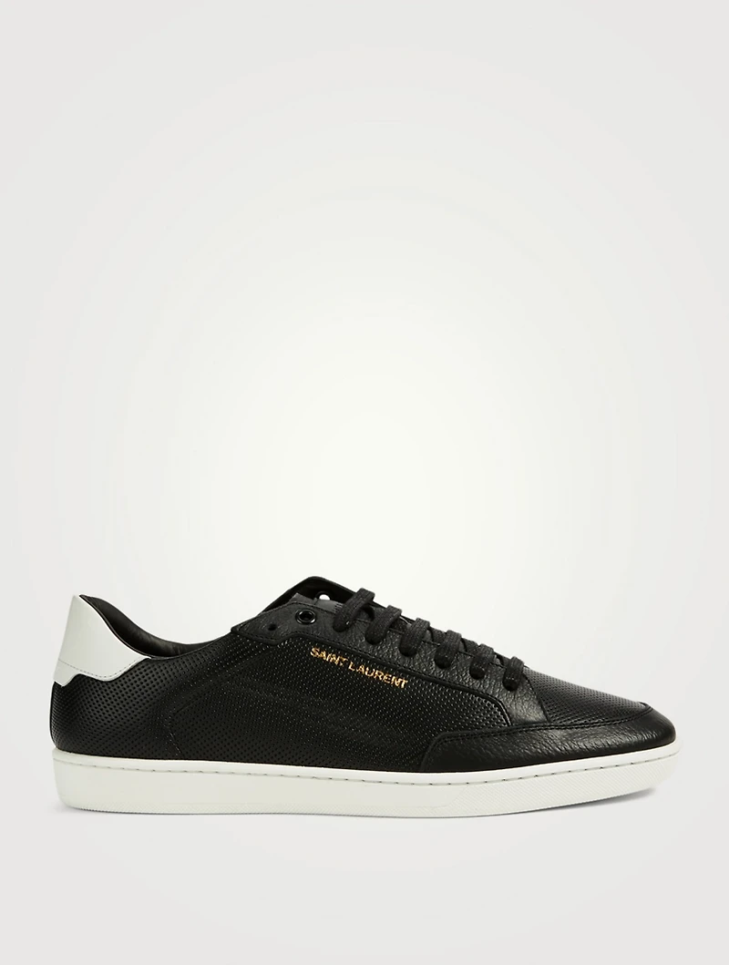 Court Classic SL/10 Perforated And Grained Leather Sneakers