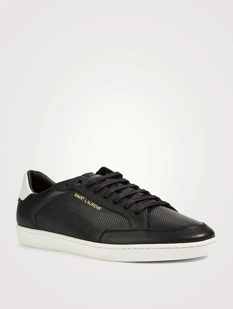 Court Classic SL/10 Perforated And Grained Leather Sneakers