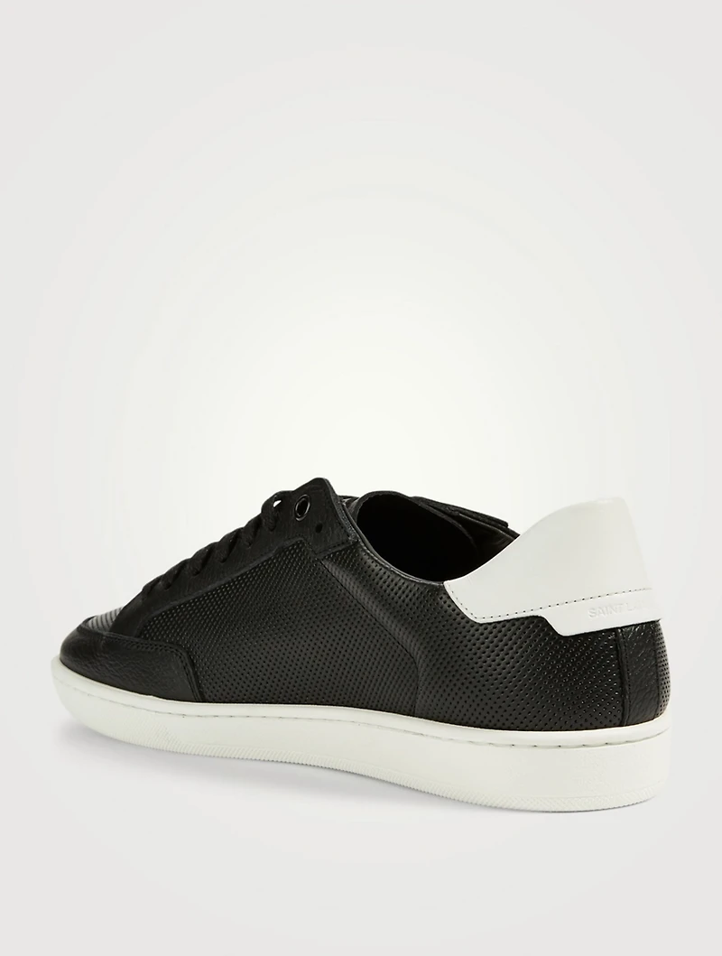 Court Classic SL/10 Perforated And Grained Leather Sneakers