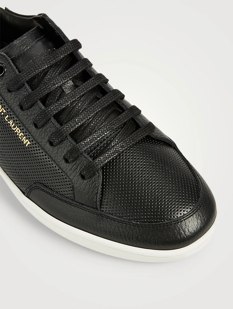 Court Classic SL/10 Perforated And Grained Leather Sneakers