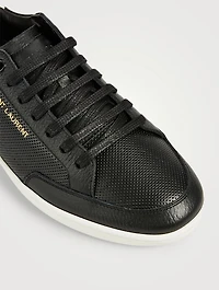 Court Classic SL/10 Perforated And Grained Leather Sneakers