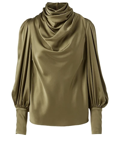 Silk Stretch Cowl Blouse