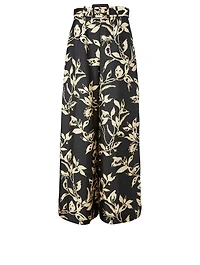 Ladybeetle Silk Wide Pants Black Eye Print