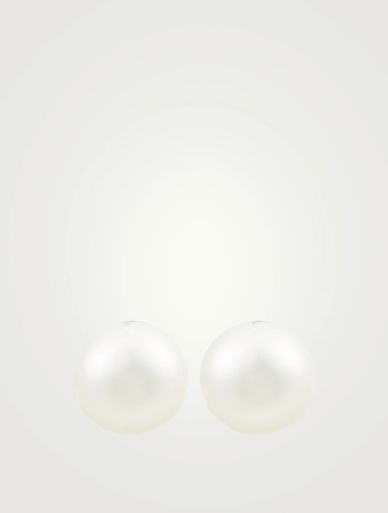 18K White Gold Australian South Sea And Freshwater Pearl Duet Earrings