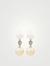 18K White Gold Australian And Indonesian South Sea Pearl Earrings