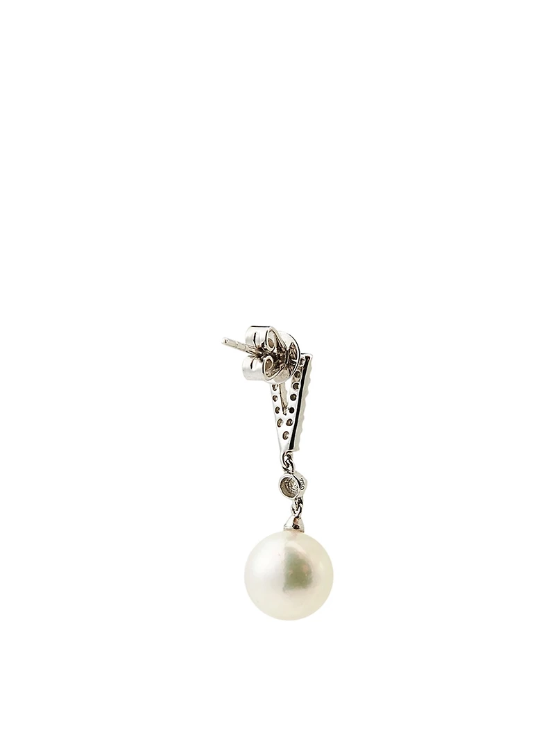 18K White Gold Akoya Pearl Earrings With Diamonds