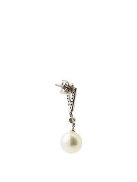 18K White Gold Akoya Pearl Earrings With Diamonds