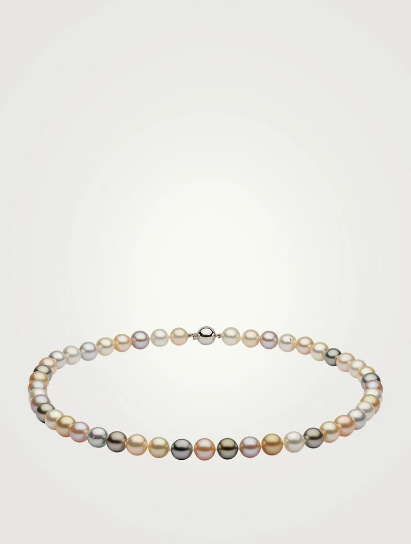 Classic 18K White Gold Multi Pearl Necklace