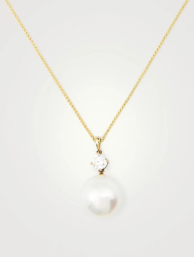 18K Gold Pendant Necklace With Australian South Sea Pearl And Diamond