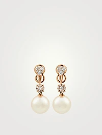 18K Rose Gold Australian South Sea Pearl Earrings With Diamonds
