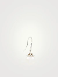 18K White Gold Pearl Earrings With Diamonds