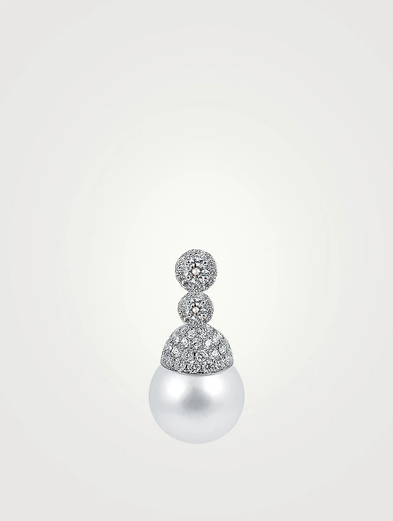 18K White Gold Australian South Sea Pearl Pendant With Diamonds