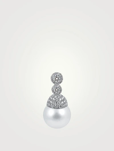 18K White Gold Australian South Sea Pearl Pendant With Diamonds