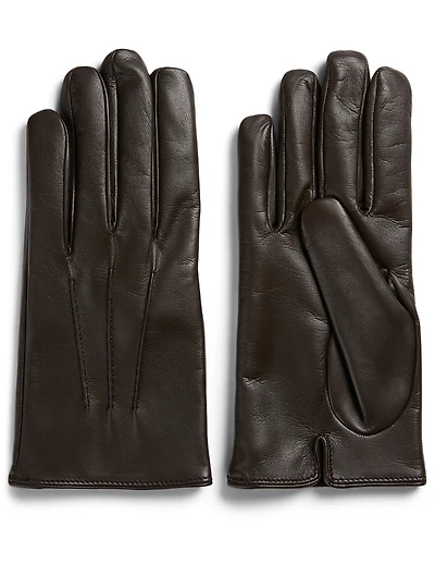 Leather Smartphone Gloves With Cashmere Lining