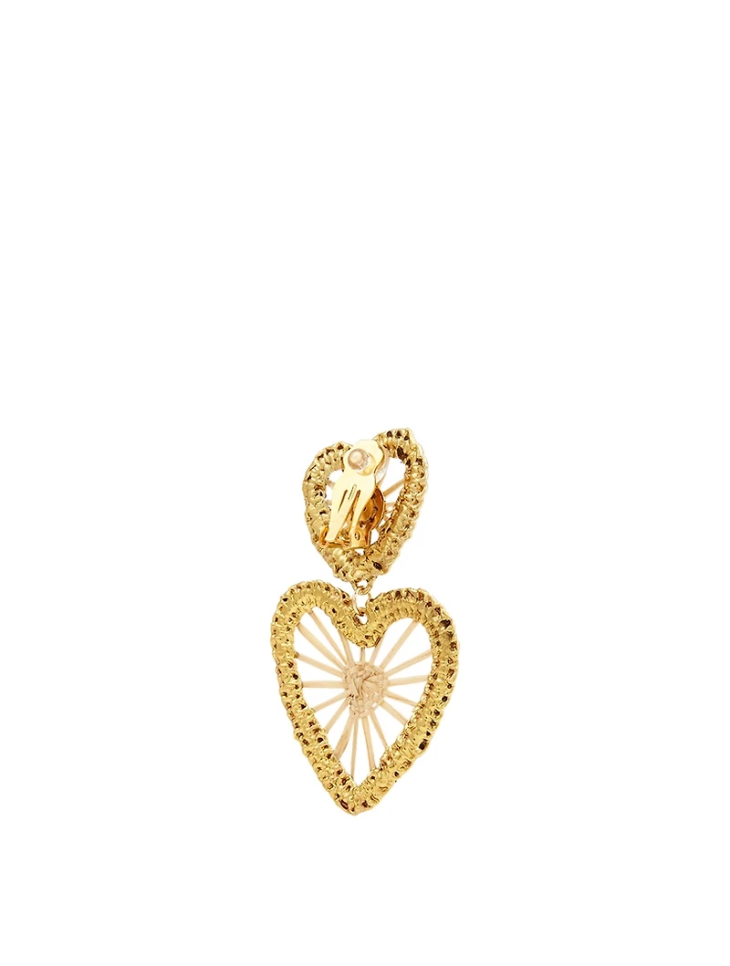 Golden Heartbreakers  Iraca Palm And Gold-Plated Bronze Drop Earrings
