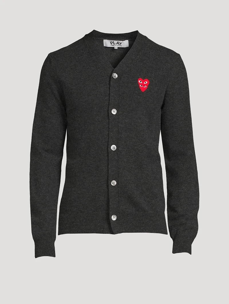 Wool Cardigan With Overlapping Heart