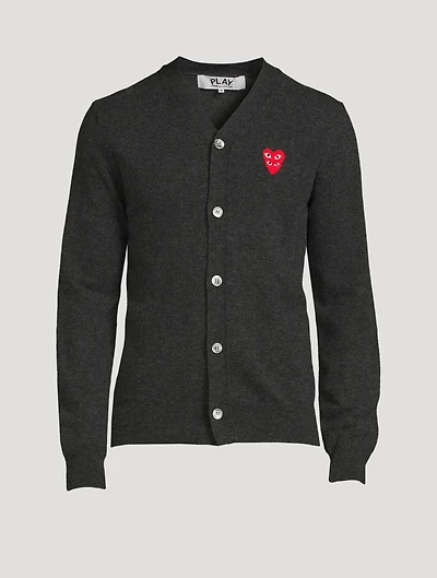 Wool Cardigan With Overlapping Heart