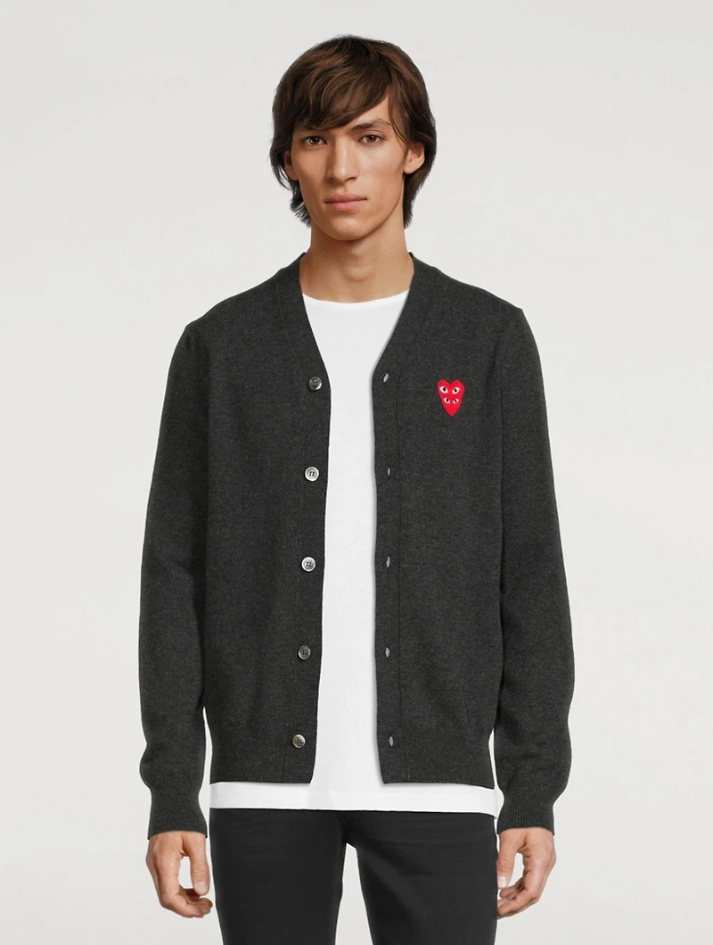 Wool Cardigan With Overlapping Heart