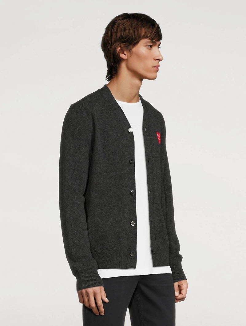 Wool Cardigan With Overlapping Heart