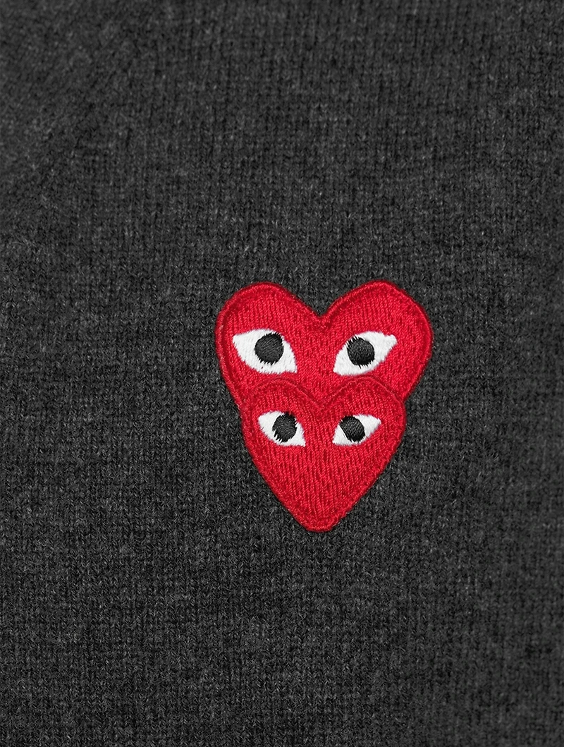 Wool Cardigan With Overlapping Heart