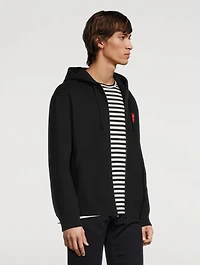 Cotton Zip Hoodie With Overlapping Heart