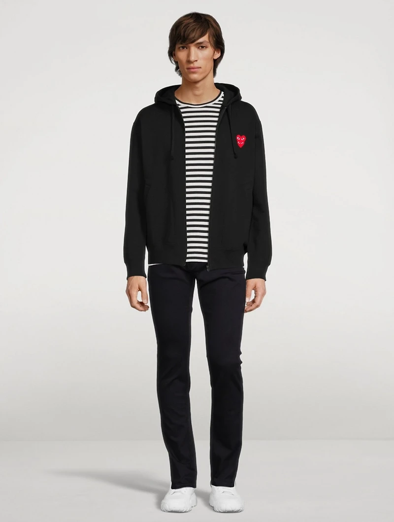 Cotton Zip Hoodie With Overlapping Heart