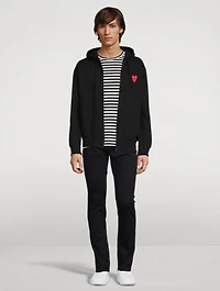 Cotton Zip Hoodie With Overlapping Heart