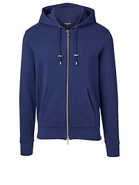 Cotton Zip Hoodie With Rubber Logo