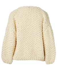 Big Pearl Pattern Merino Wool Cardigan