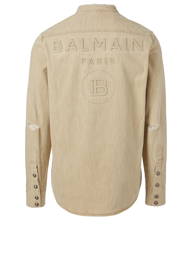 Denim Shirt With Embossed Logo
