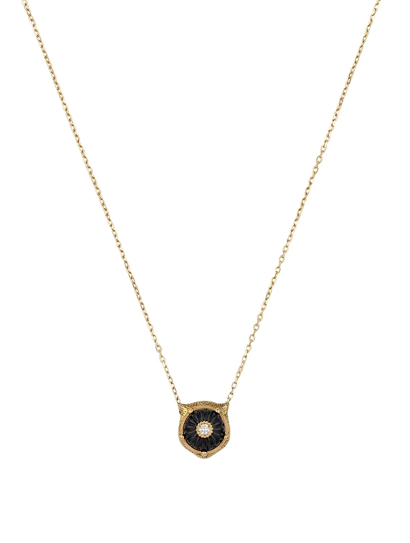 Le Marché Des Merveilles 18K Gold Feline Necklace With Onyx And Diamonds