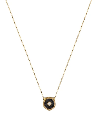 Le Marché Des Merveilles 18K Gold Feline Necklace With Onyx And Diamonds