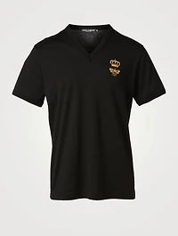 V-Neck T-Shirt With Bee Crown Embroidery