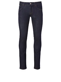 Skinny Jeans With Leather Label