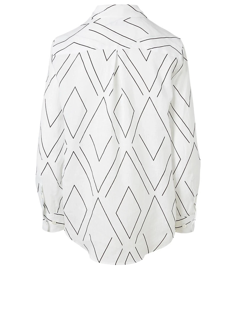 Essential Linen Shirt Geometric Print