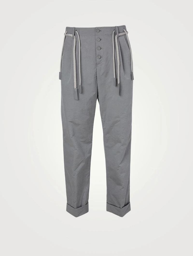 Folded Straight-Leg Pants