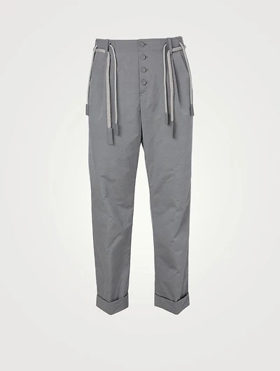 Folded Straight-Leg Pants