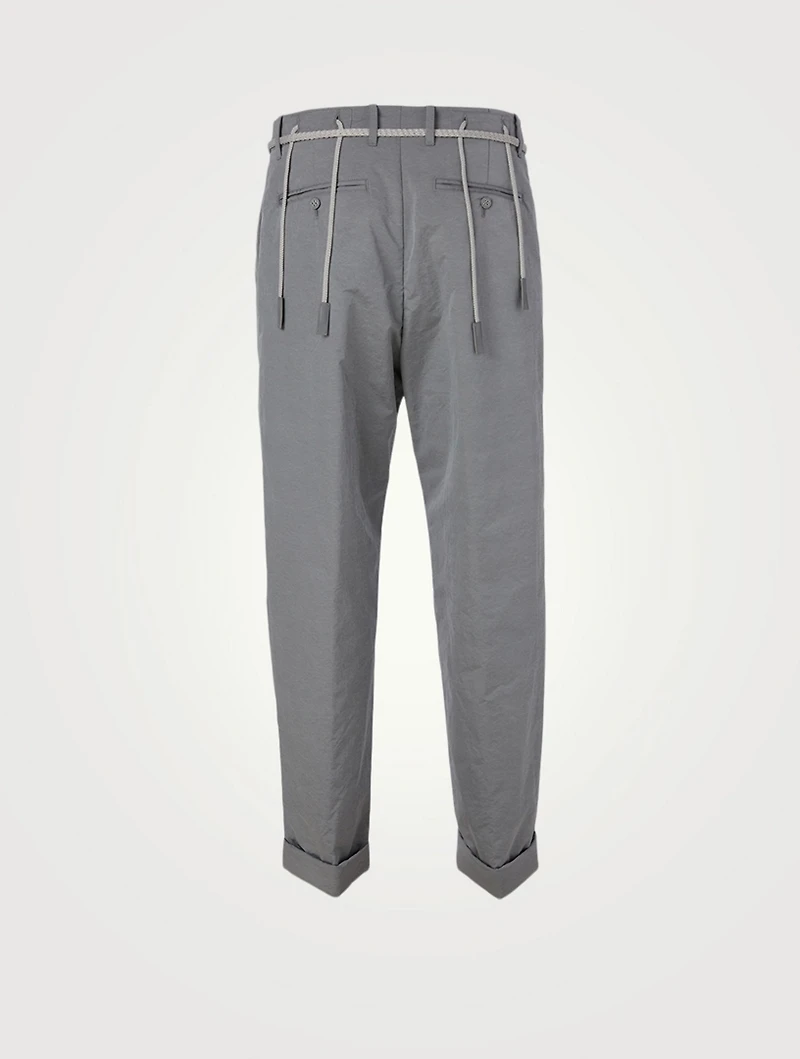 Folded Straight-Leg Pants