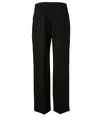 Wool Stretch Wide-Leg Pants