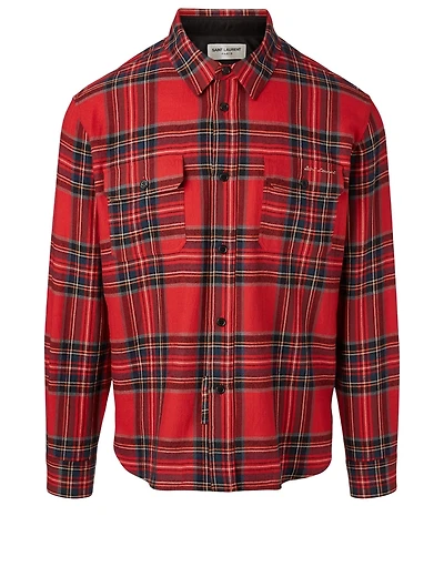 Embroidered Shirt Tartan Flannel