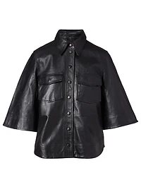 Leather Buttoned Blouse