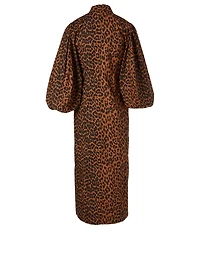 Organic Cotton Midi Dress Leopard Print