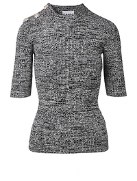 Melange Knit Embellished Top