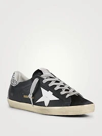 Super-Star Leather And Suede Sneakers With Glitter Heel Tab