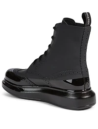 Hybrid Leather Brogue Lace-Up Boots