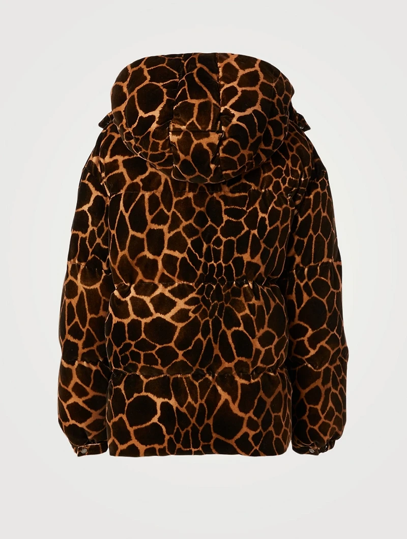 Kundogi Velvet Down Jacket Giraffe Print