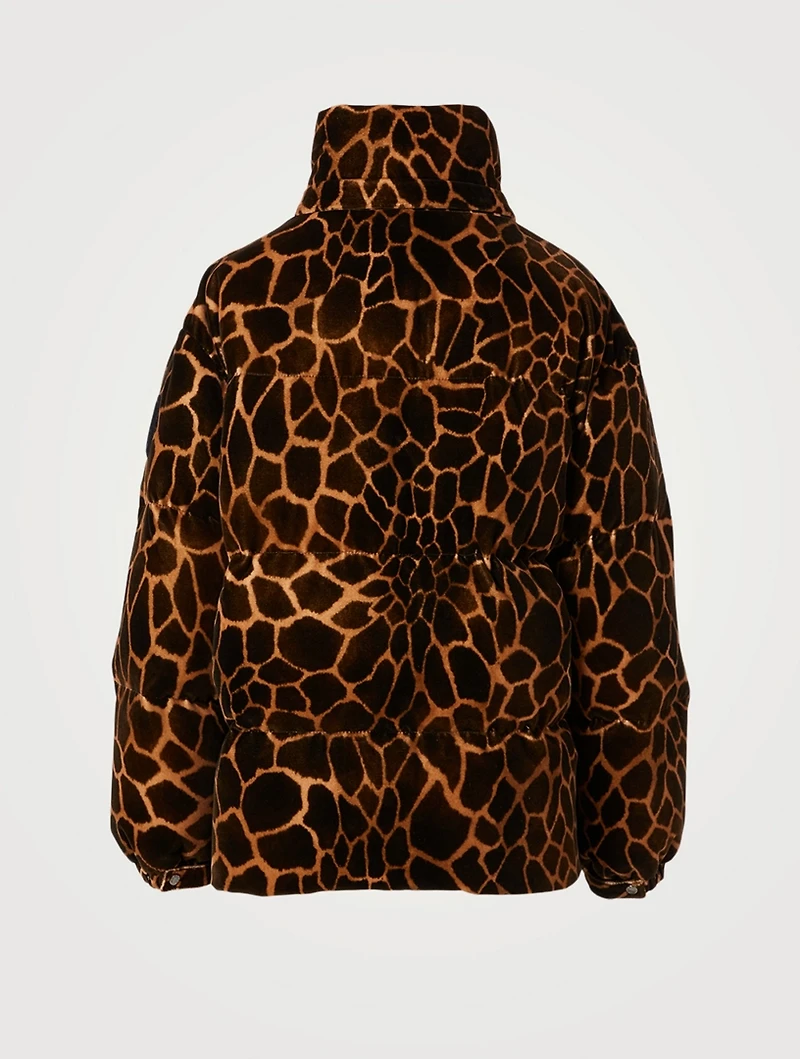 Kundogi Velvet Down Jacket Giraffe Print