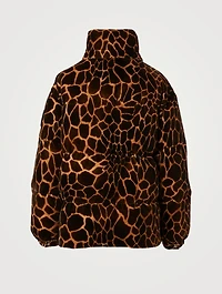 Kundogi Velvet Down Jacket Giraffe Print