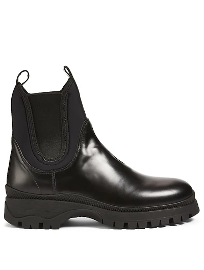 Leather And Neoprene Chelsea Boots